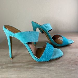 Turquoise strap heels